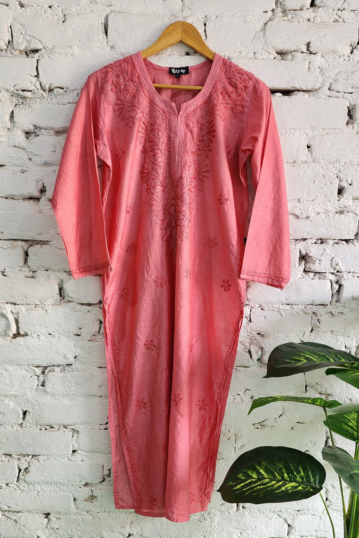 Chanderi Silk Chikankari Kurta