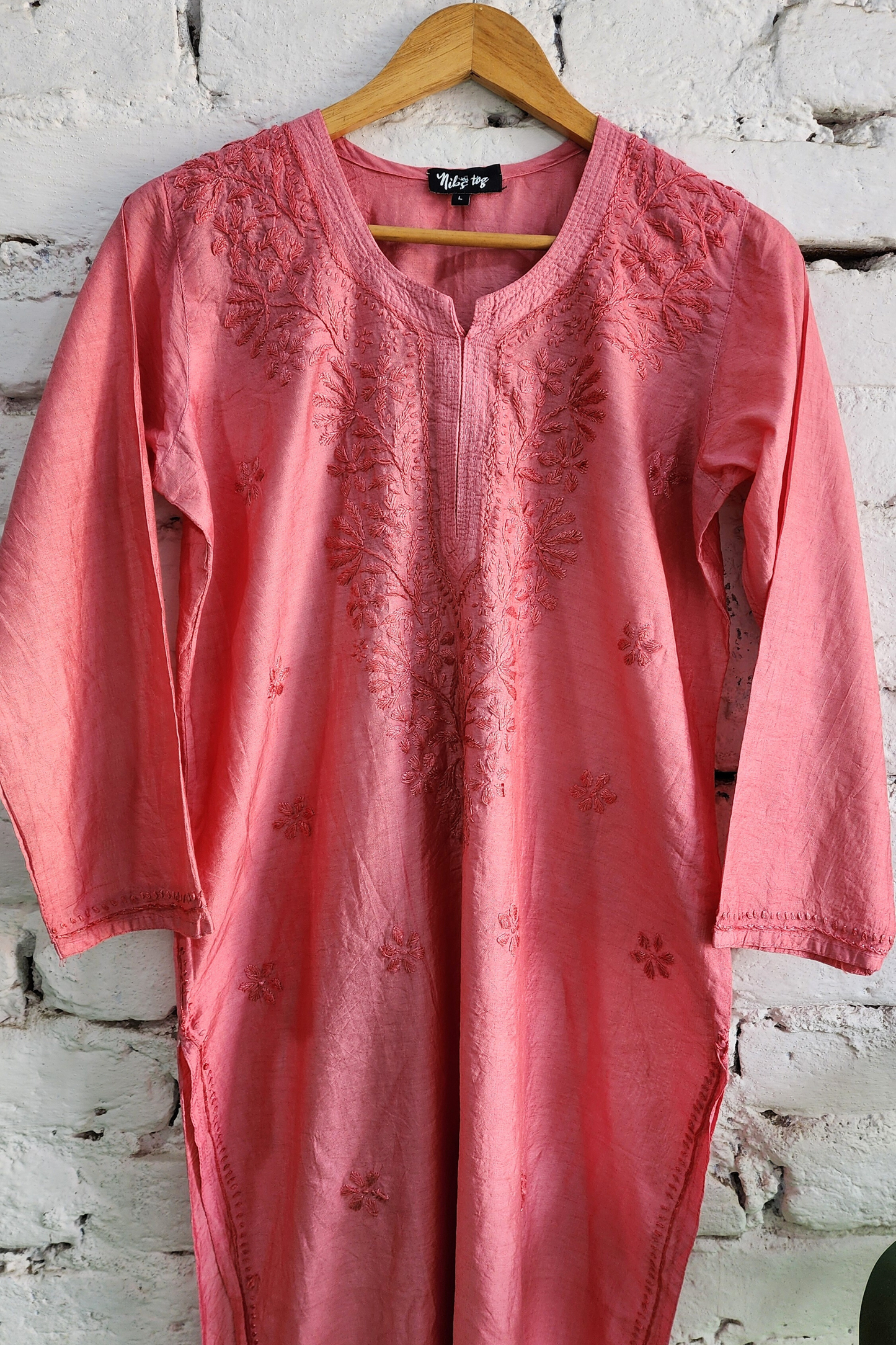 Chanderi Silk Chikankari Kurta