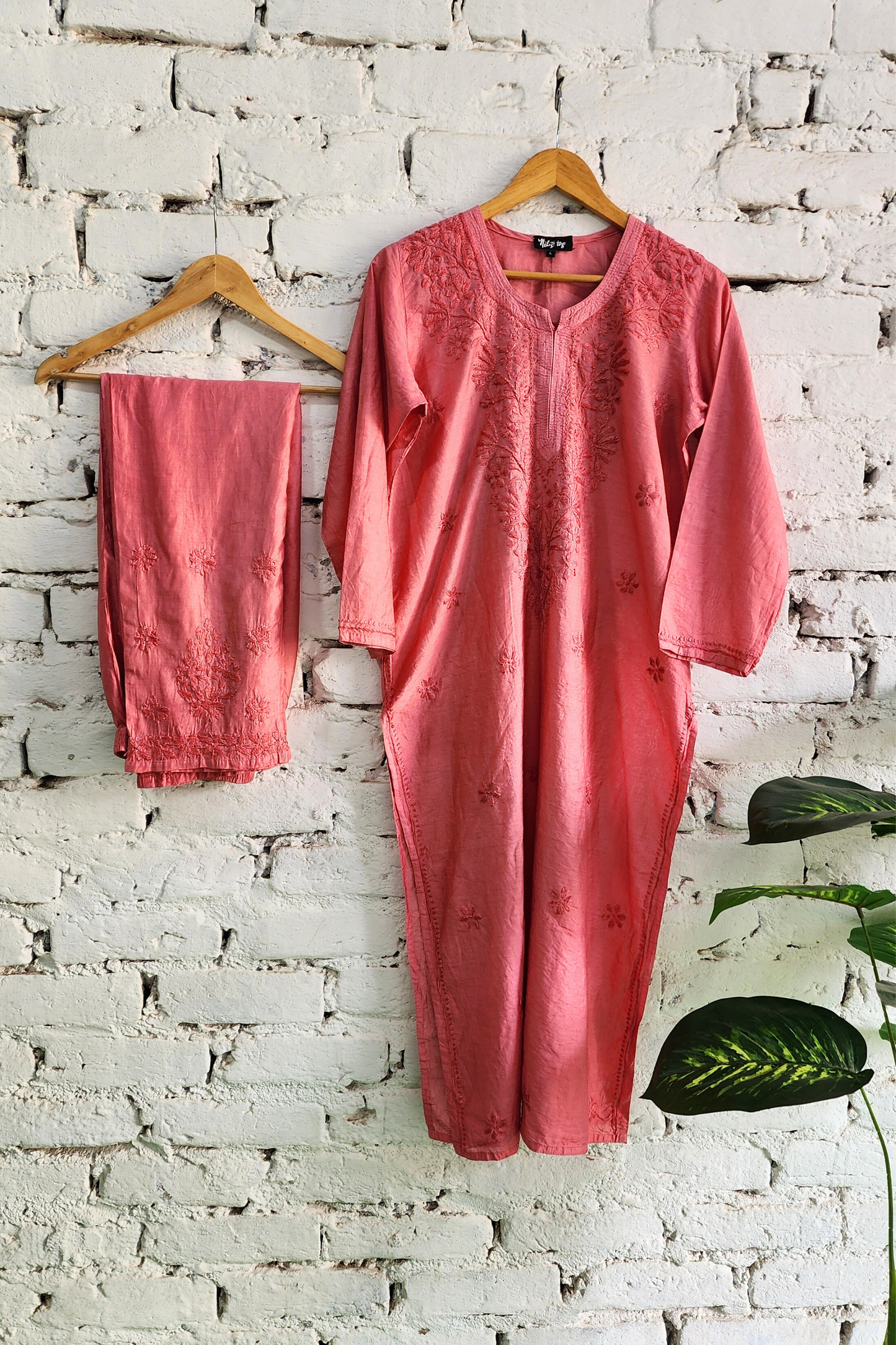 Silk Chikankari Kurta Set with Banarasi Dupatta