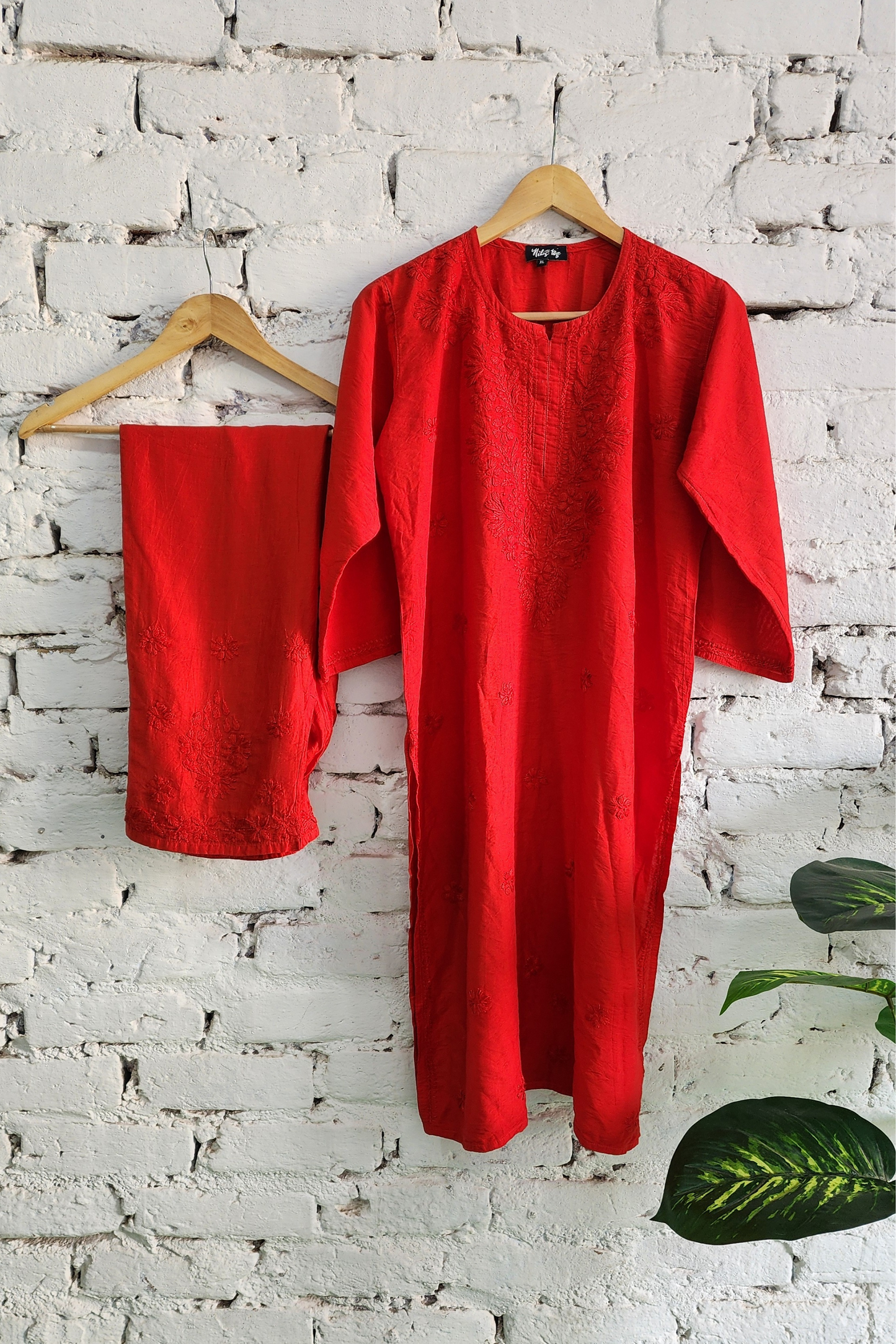 Chanderi Silk Chikankari Kurta