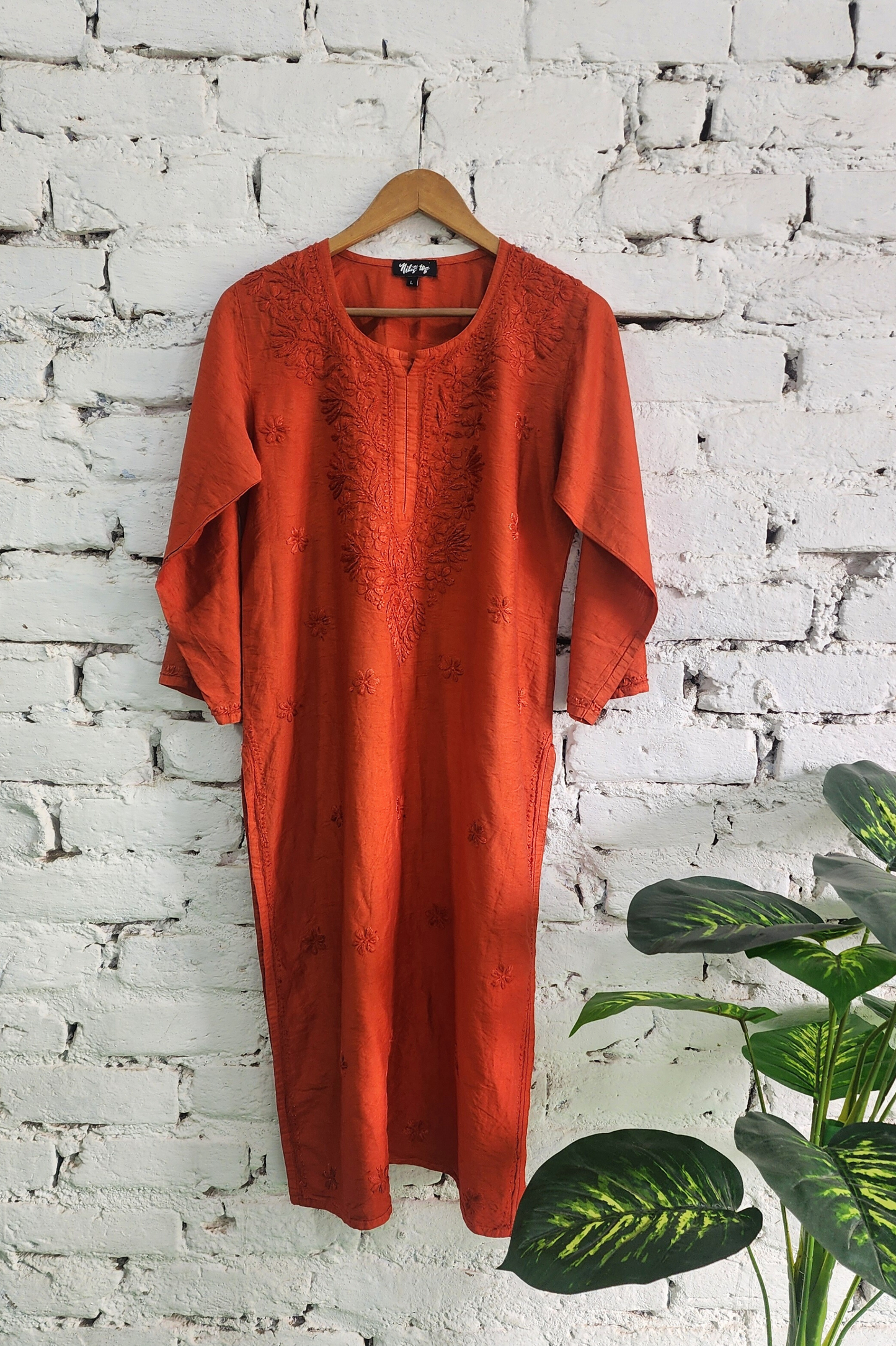 Chanderi Silk Chikankari Kurta