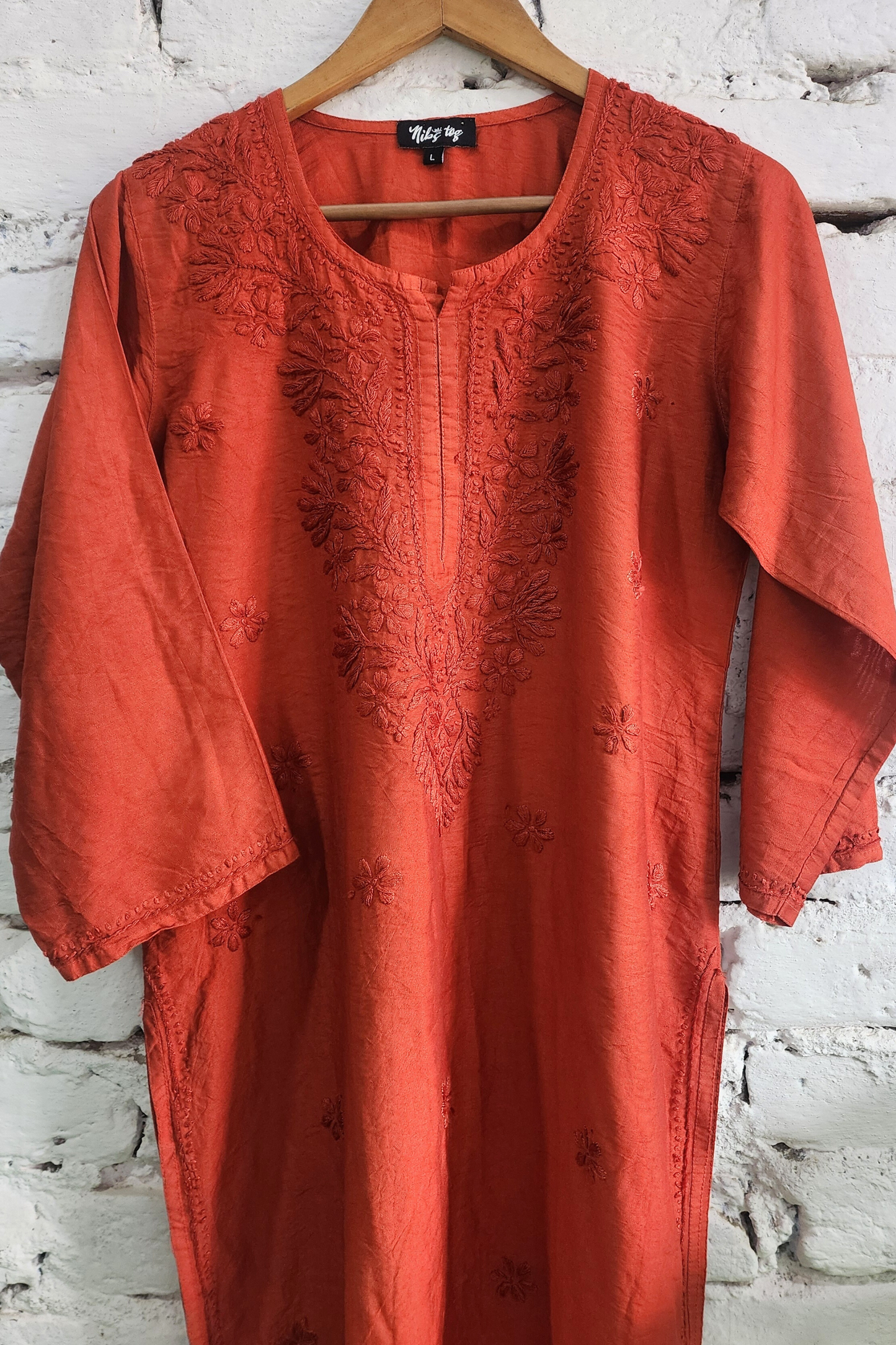 Chanderi Silk Chikankari Kurta