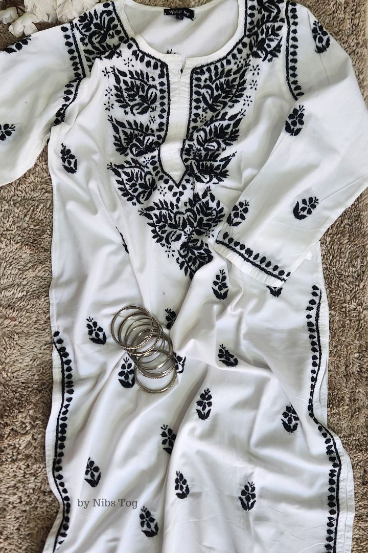 Cotton White Chikankari Kurta Straight