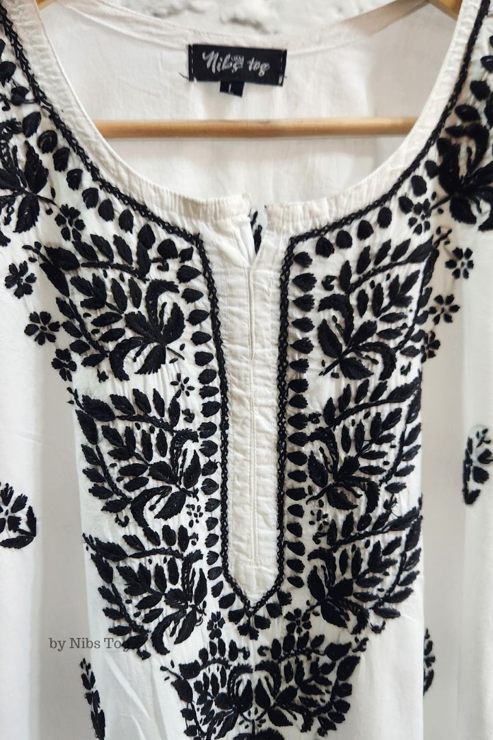 Cotton White Chikankari Kurta Straight