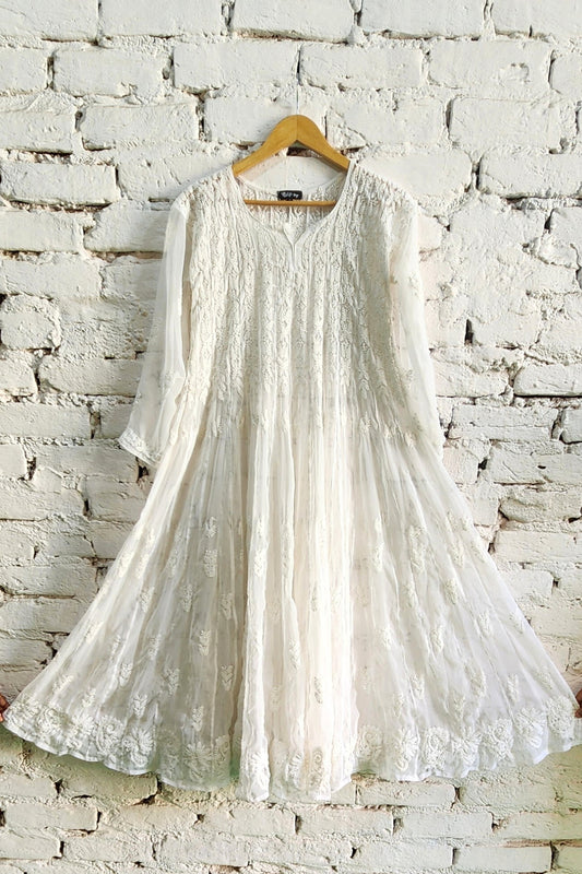 56 Kali Chikankari Anarkali with Inner