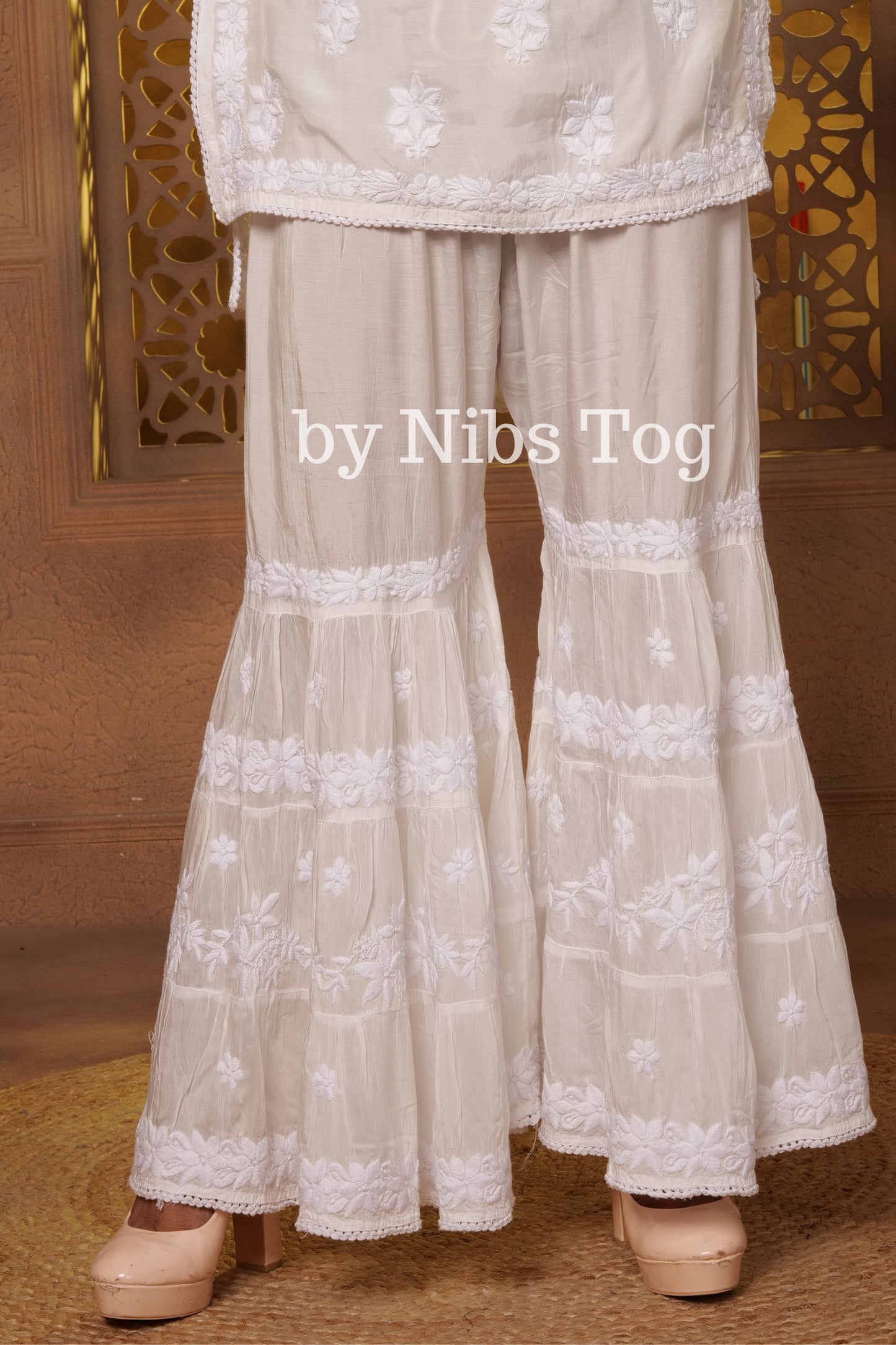 Muslin Cotton White Chikankari Kurta Garara Set