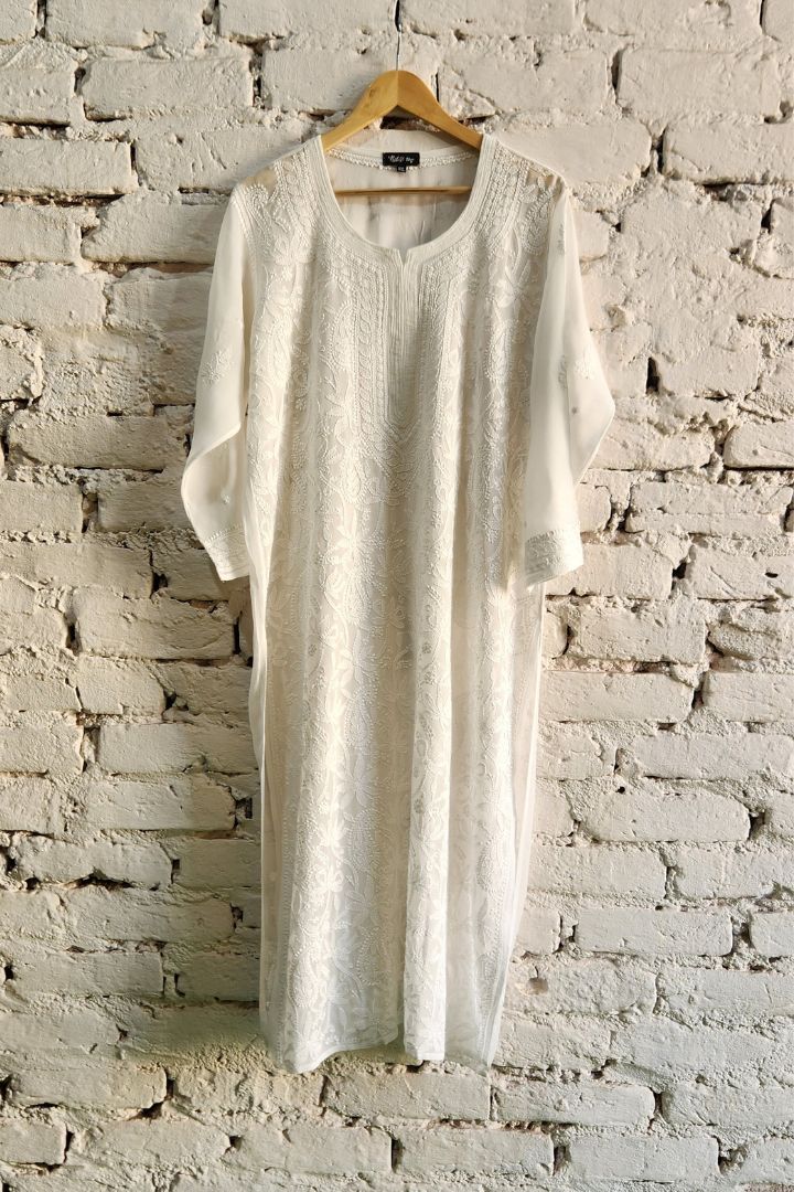 White Chikankari Kurta for Women Georgette with Inner