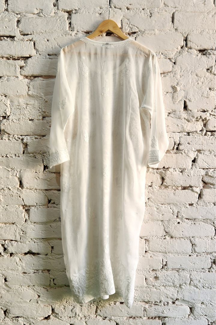 White Chikankari Kurta for Women Georgette with Inner