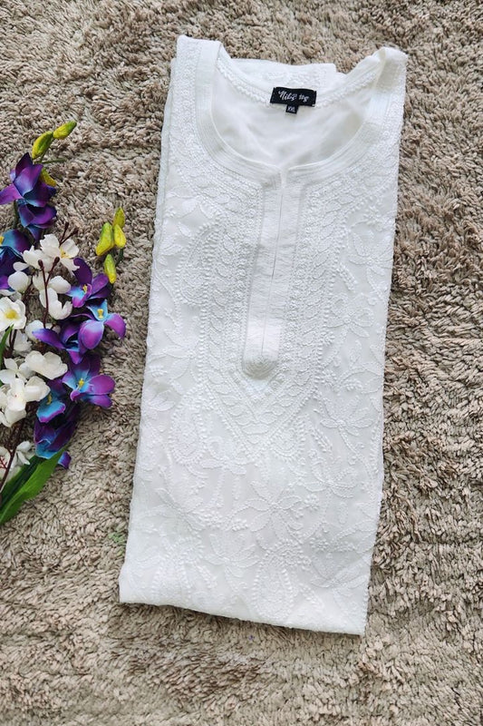 White Chikankari Kurta for Women Georgette with Inner