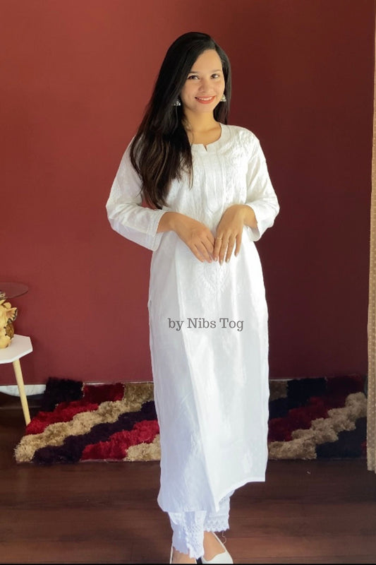 Rozana Chikankari kurta Mulmul Cotton