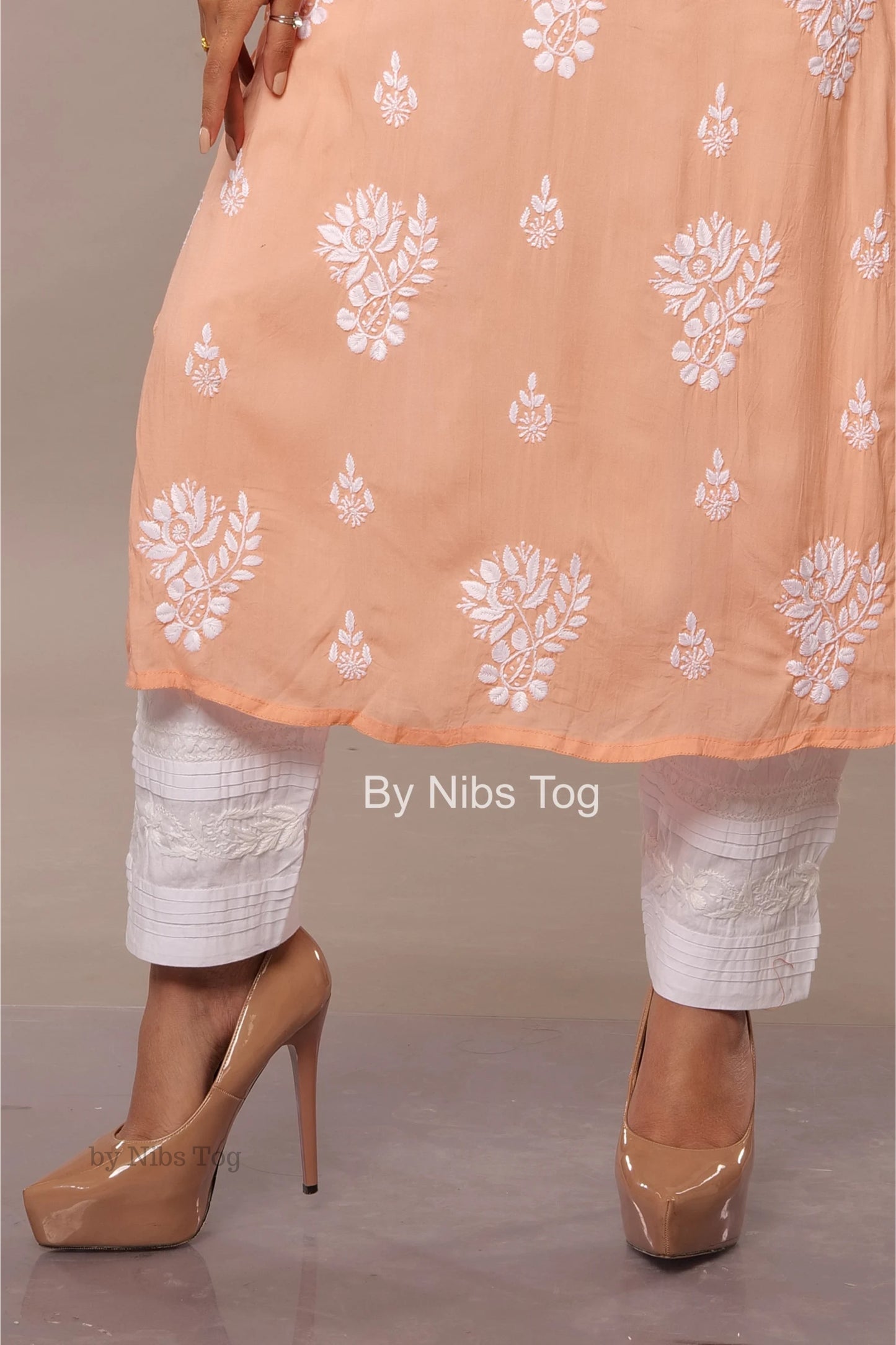 White Cotton Chikankari Pants (Big Size)