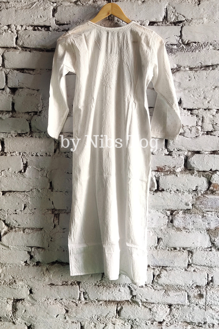 Classic White Rozana Chikankari kurta Dobby Cotton