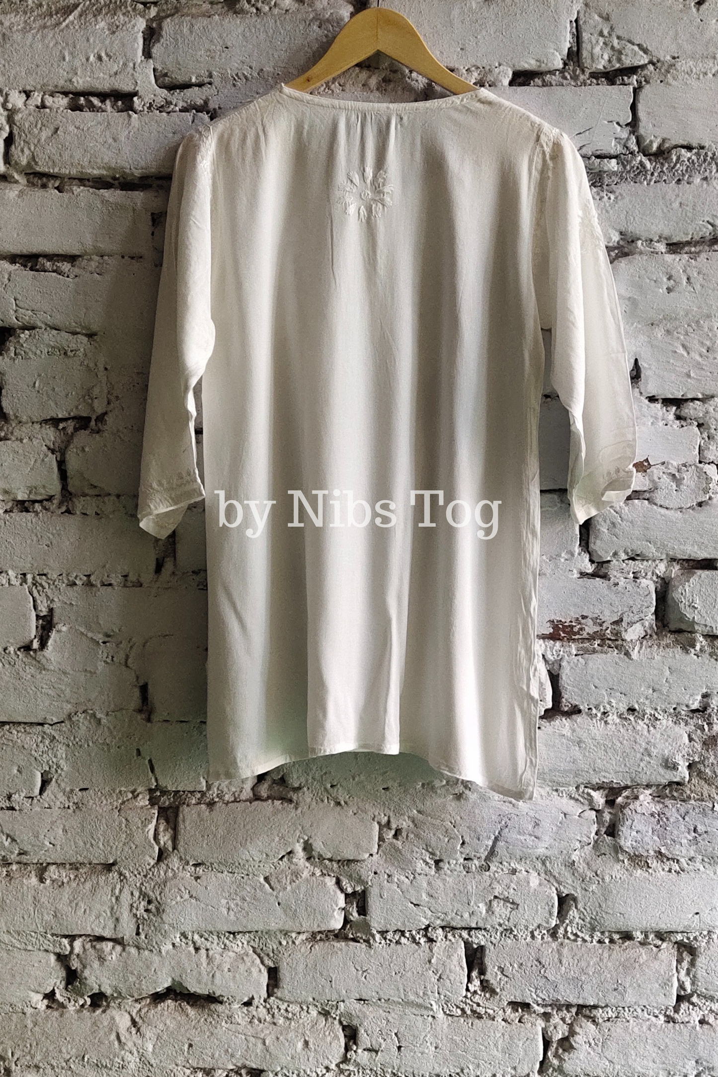 White Rozana Chikankari Short Kurta