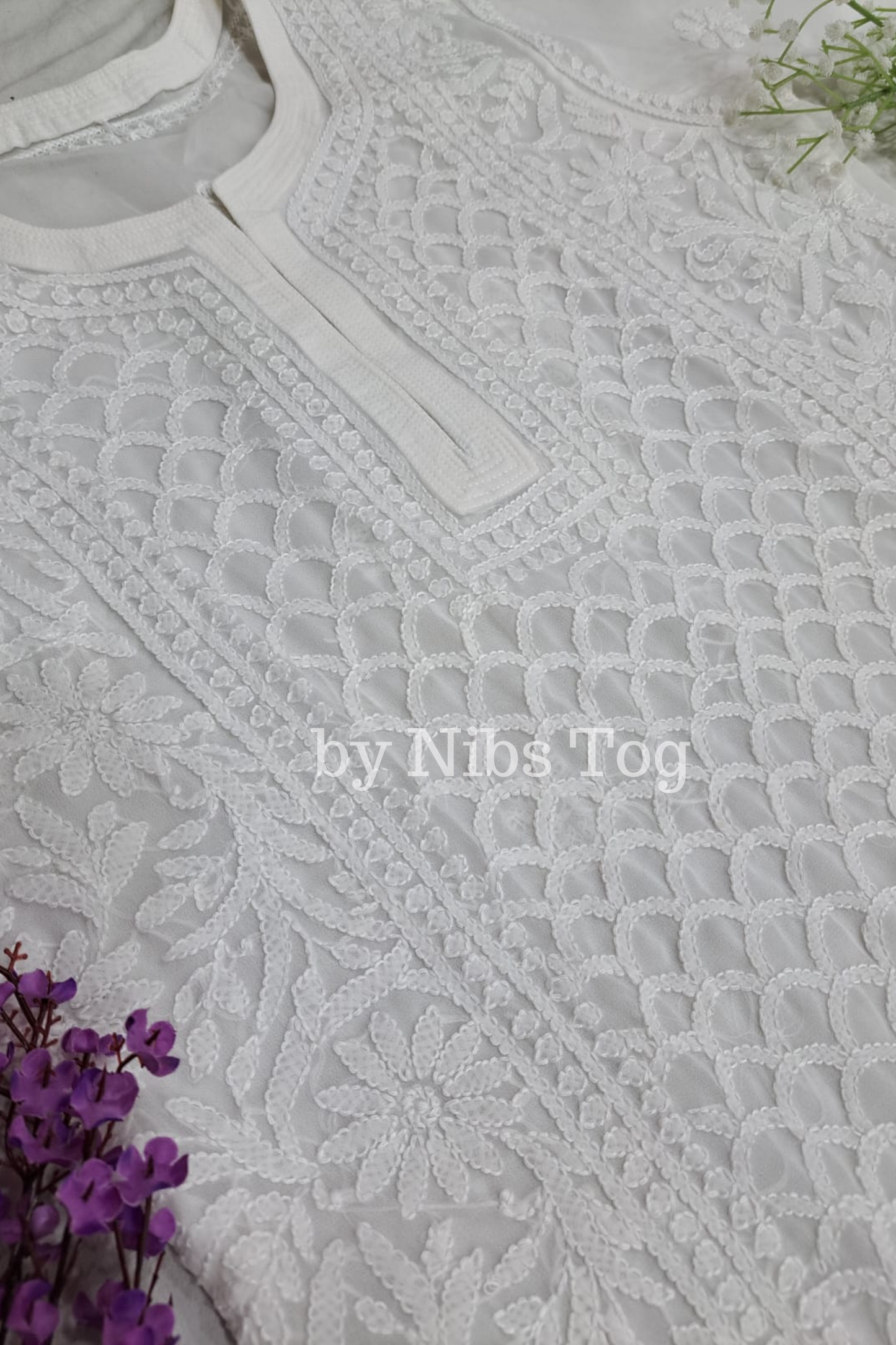 Georgette Heavy Work Straight Chikankari Kurta