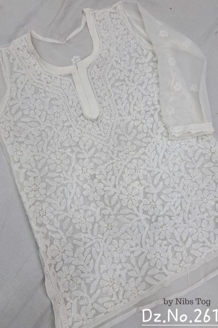 Fiza Georgette Chikankari Short Kurta