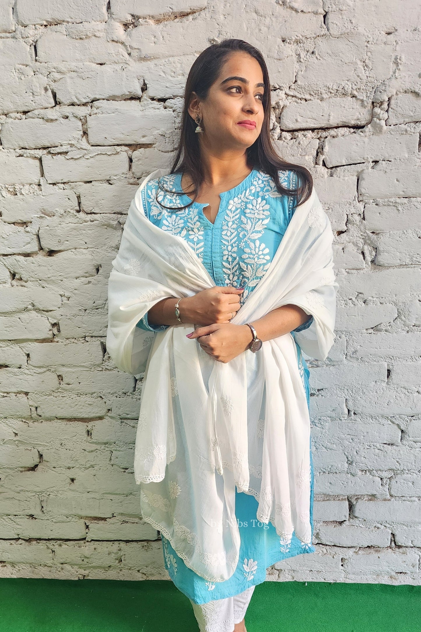 Soft Mulmul Cotton White Chikankari Dupatta