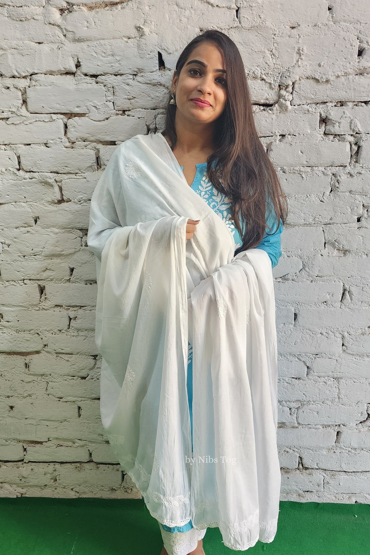 Soft Mulmul Cotton White Chikankari Dupatta