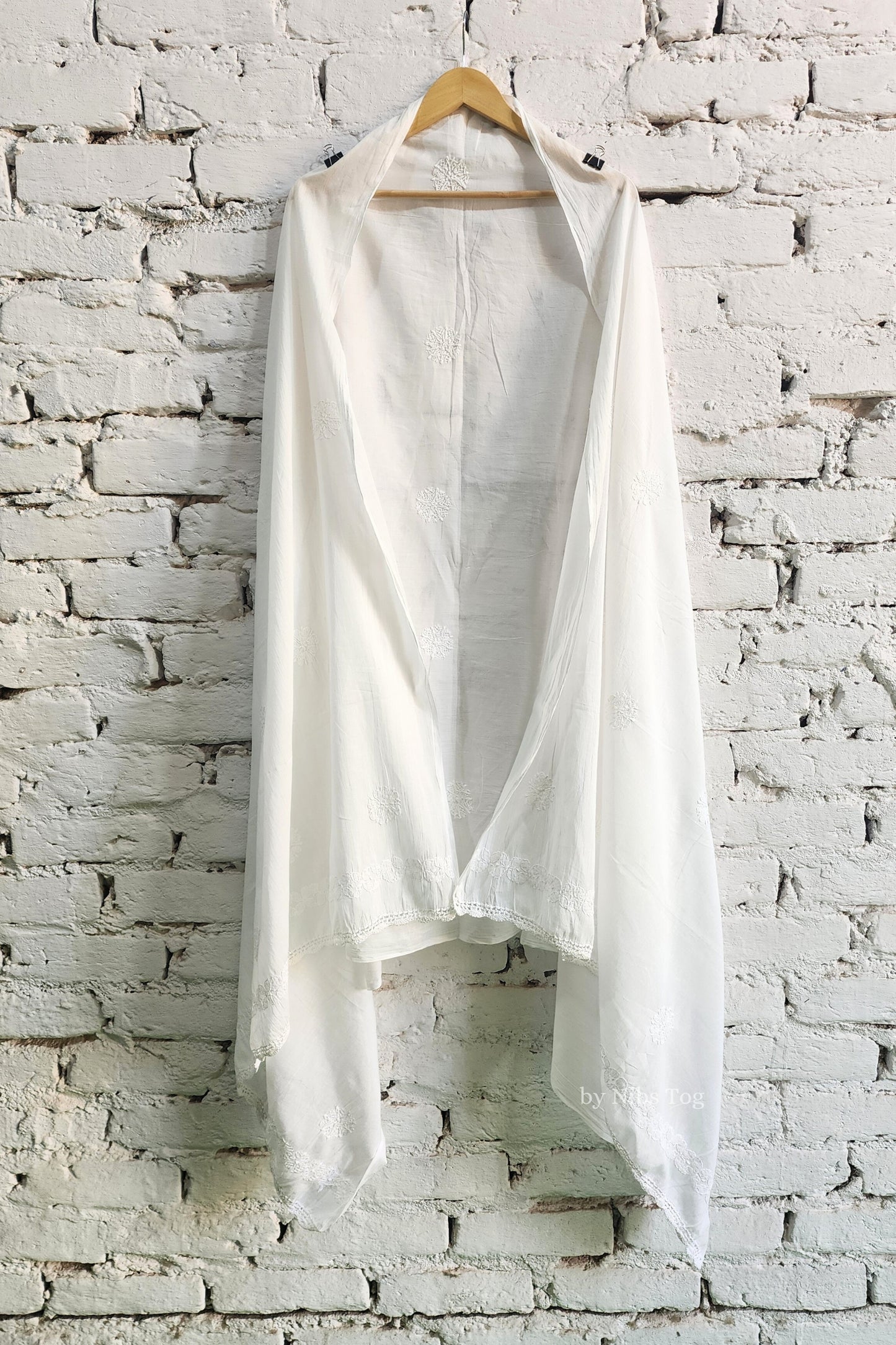 Soft Mulmul Cotton White Chikankari Dupatta