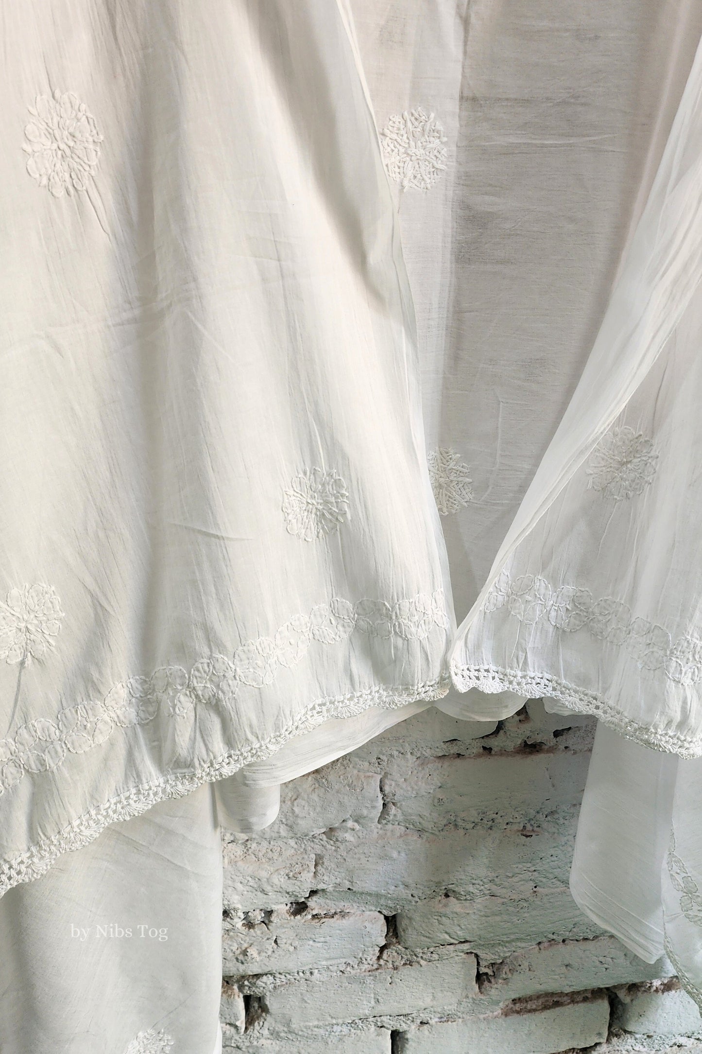 Soft Mulmul Cotton White Chikankari Dupatta