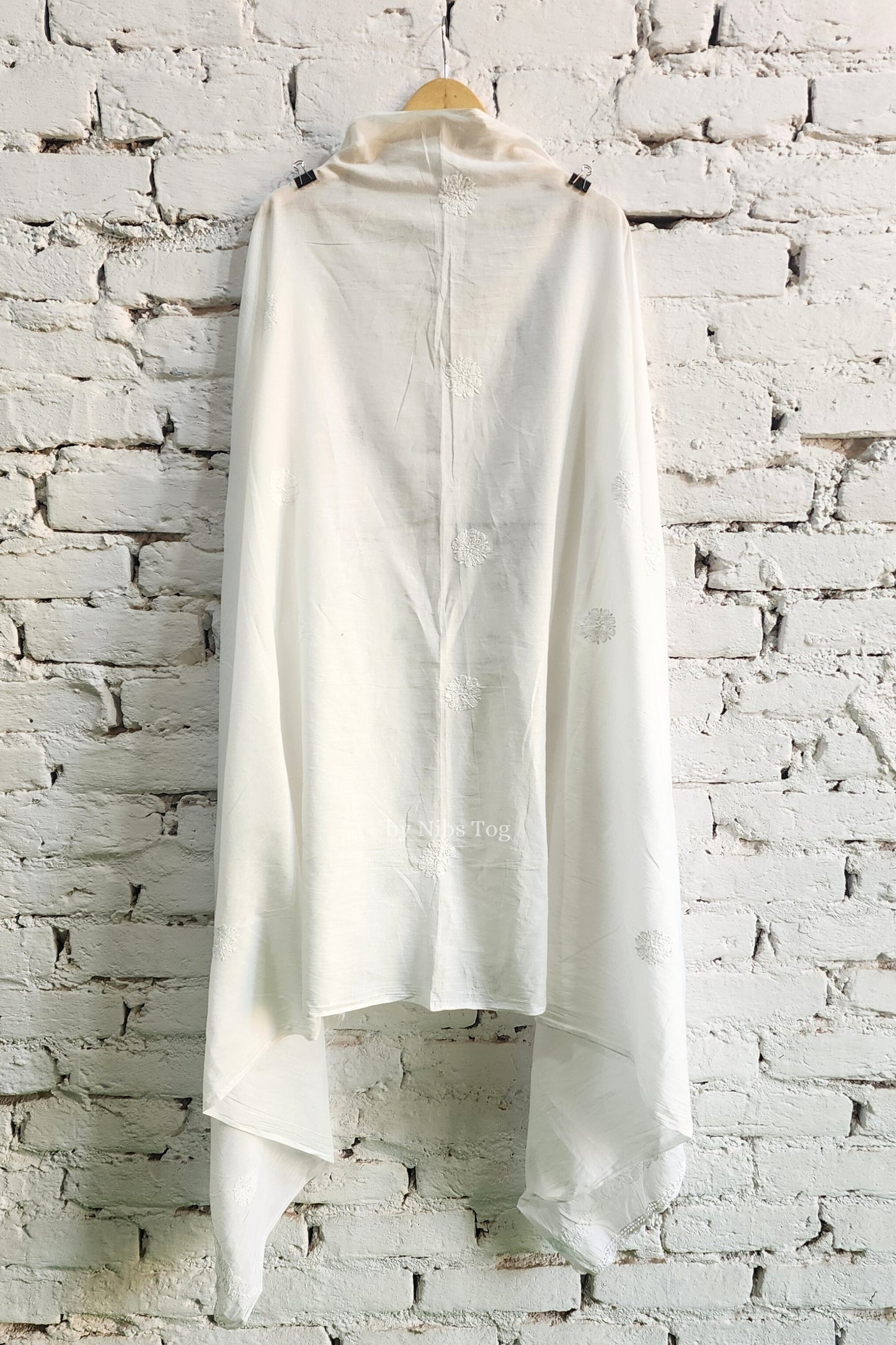 Soft Mulmul Cotton White Chikankari Dupatta