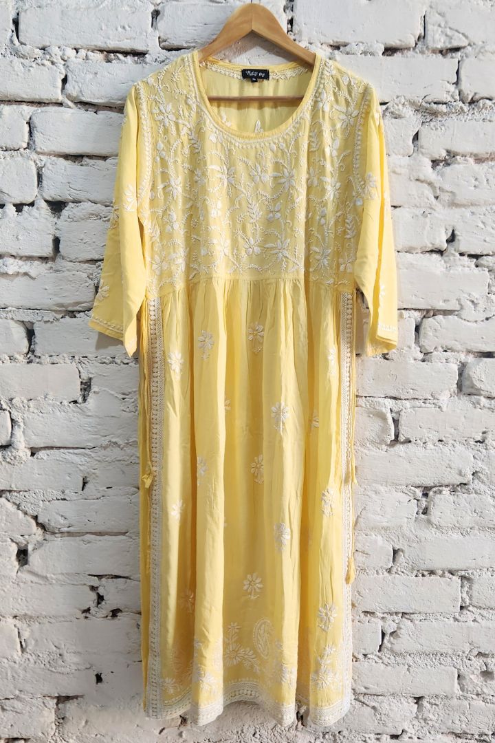 Naira Cut Chikankari Kurta Set Modal Cotton