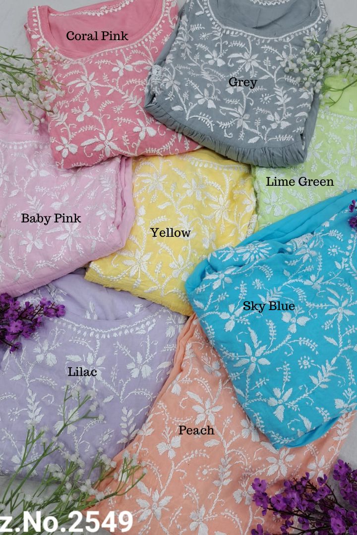 Naira Cut Chikankari Kurta Set Modal Cotton