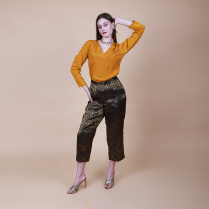 Black Silk Brocade Pant with Top Set
