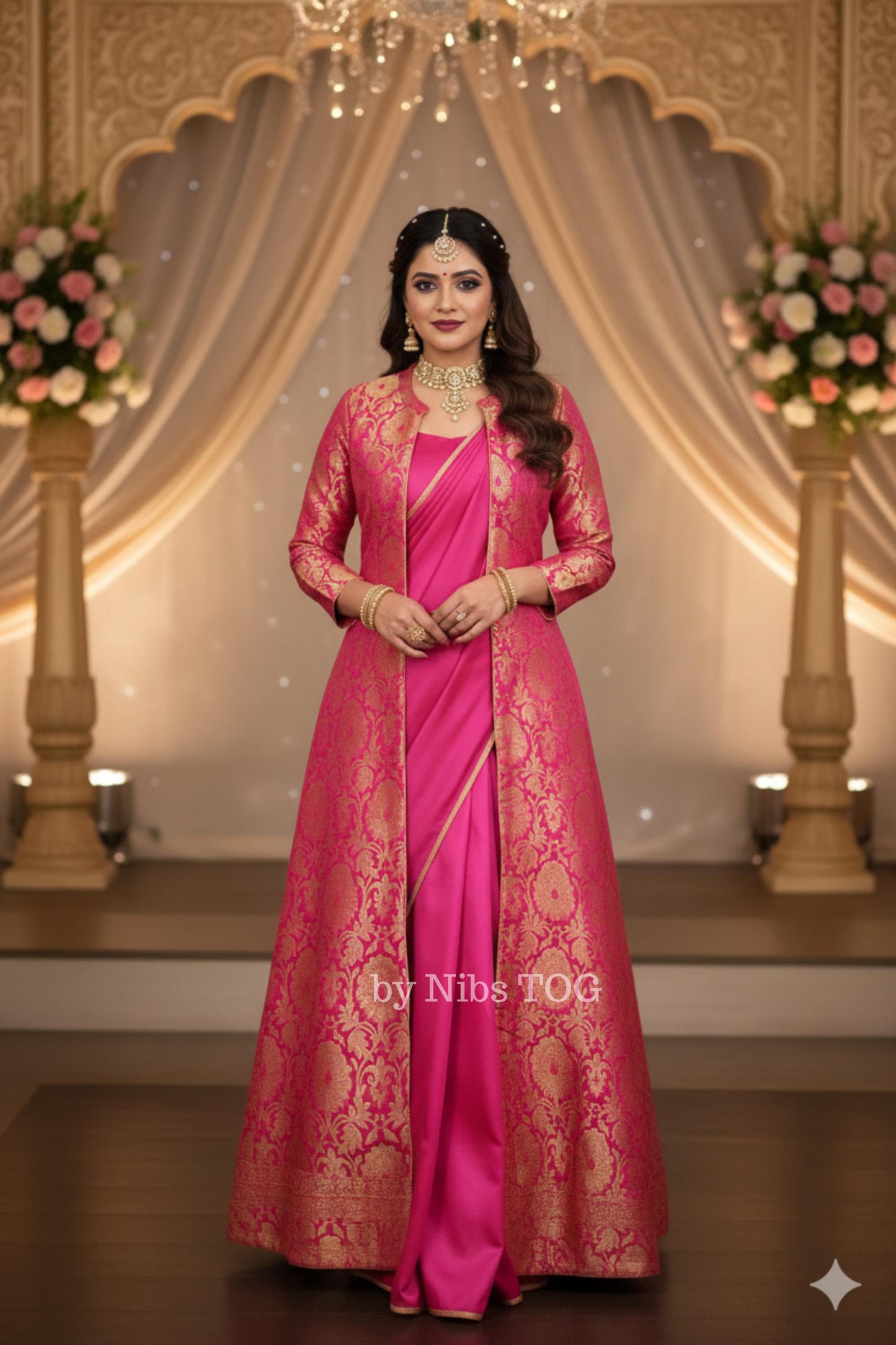 Pink Banarasi Long Jacket