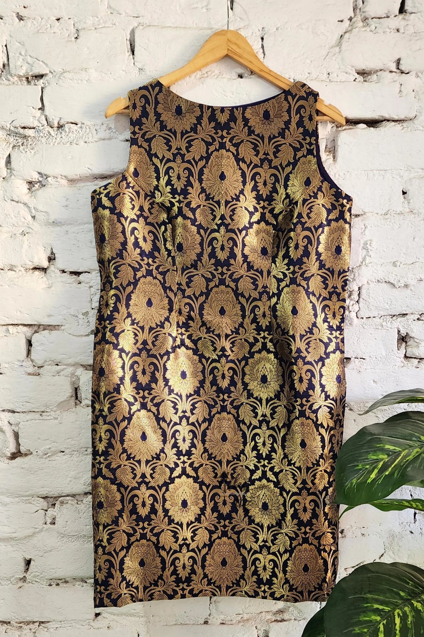 Blue Gold Short Midi Dress