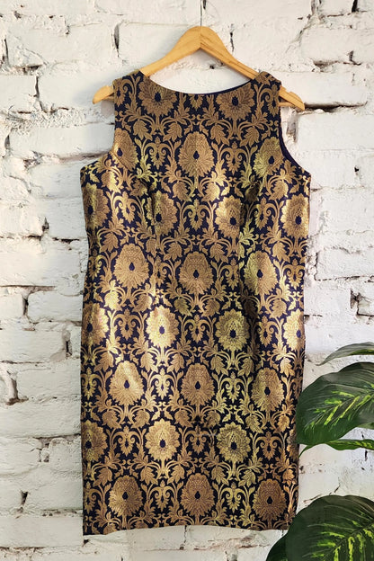 Blue Gold Short Midi Dress