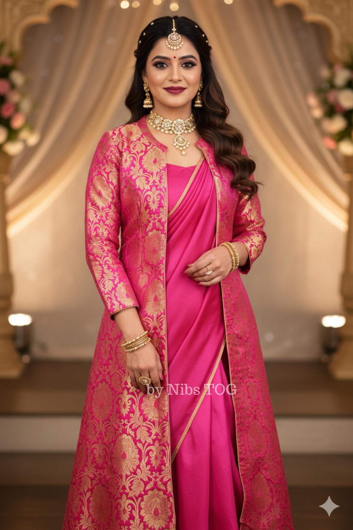 Pink Banarasi Long Jacket