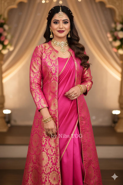 Pink Banarasi Long Jacket