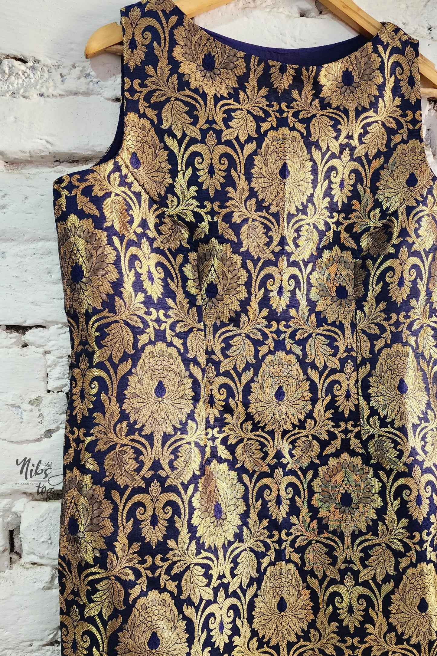 Blue Gold Short Midi Dress