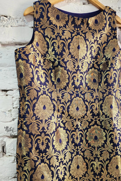 Blue Gold Short Midi Dress