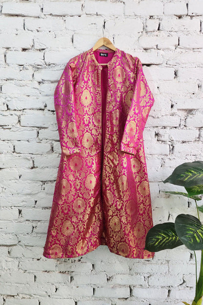 Pink Banarasi Long Jacket