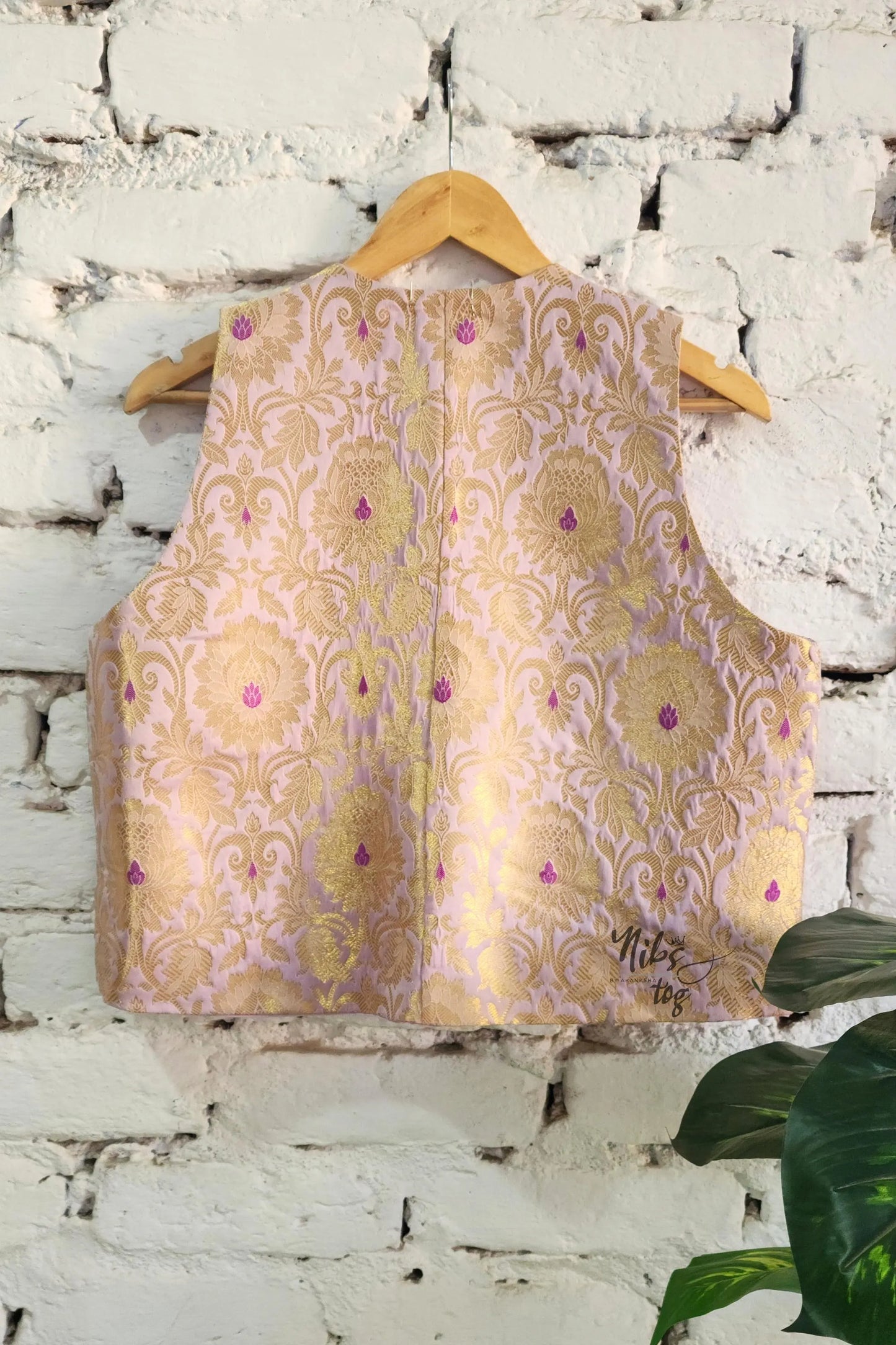 Lilac n Gold Vest Brocade Coat Set
