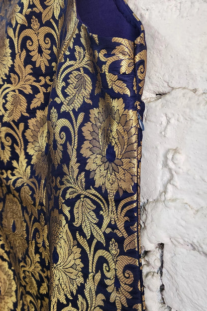 Blue Gold Short Midi Dress