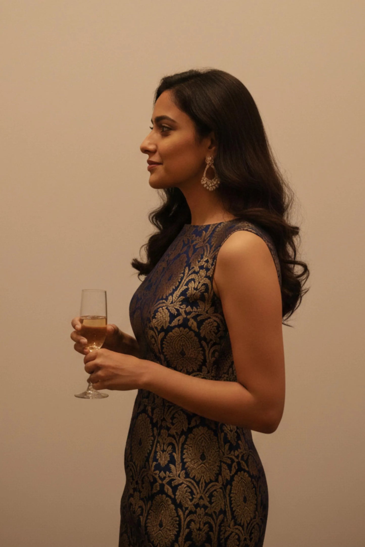 Blue Gold Short Midi Dress