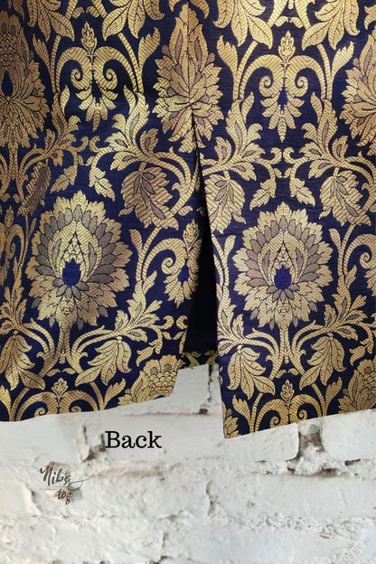 Blue Gold Short Midi Dress