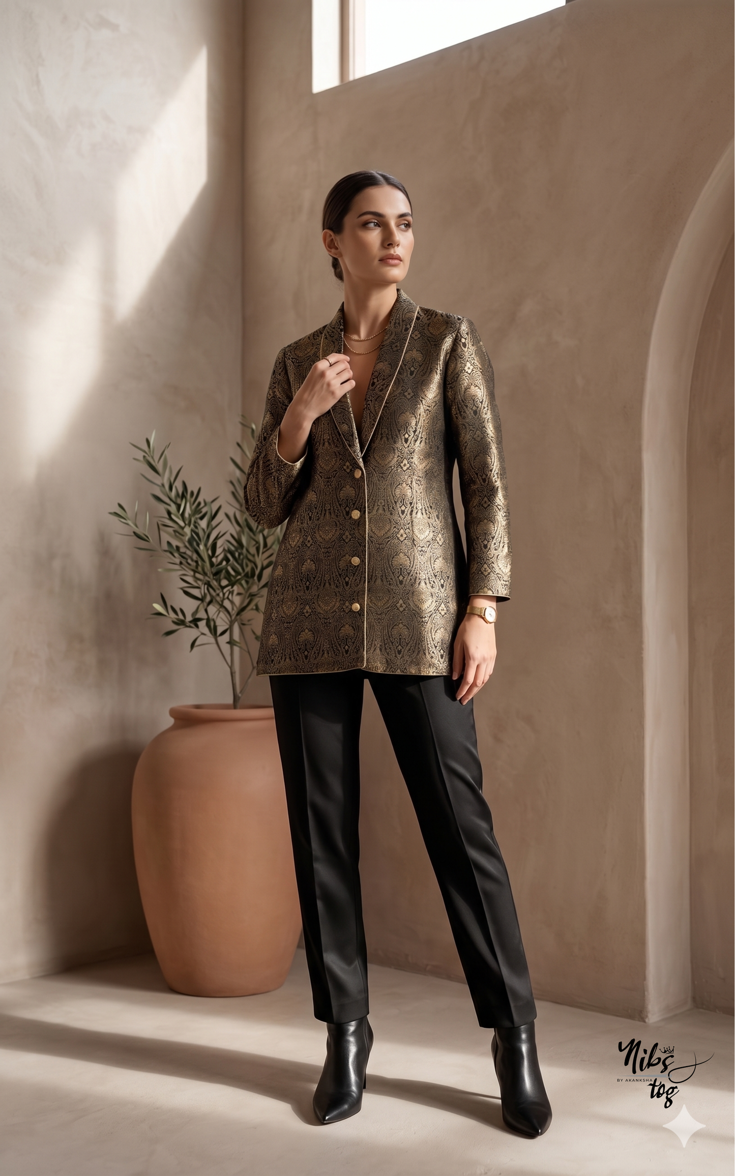 Black Banarasi Blazer Jacket