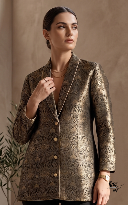 Black Banarasi Blazer Jacket