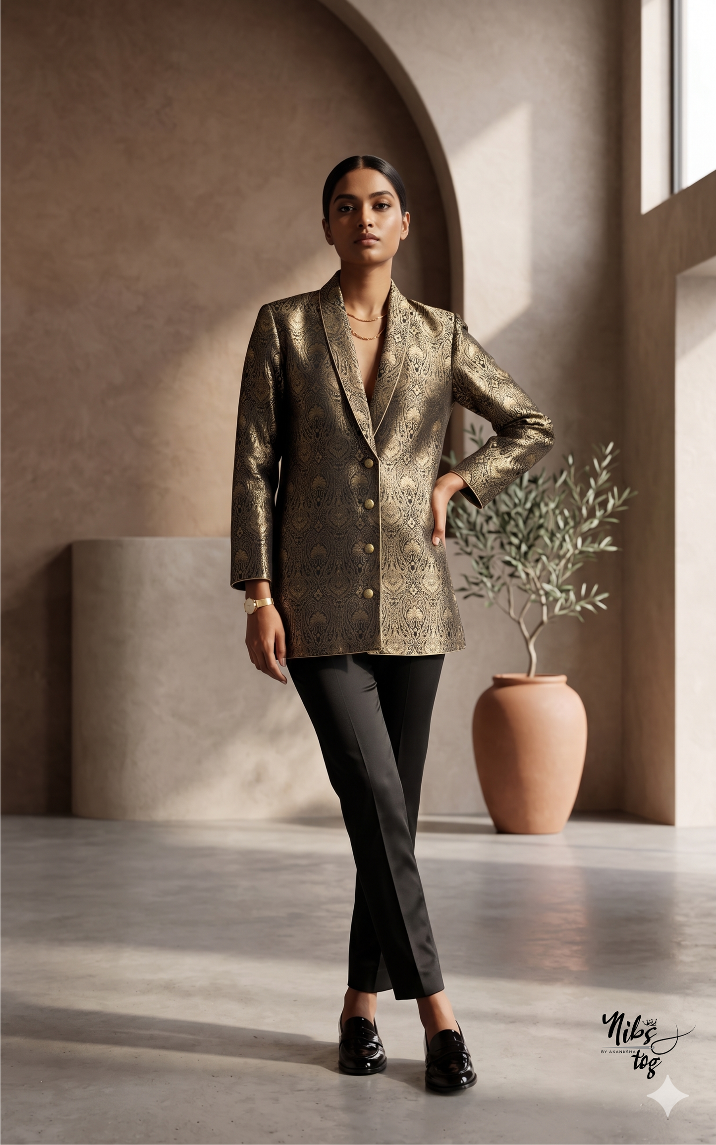 Black Banarasi Blazer Jacket