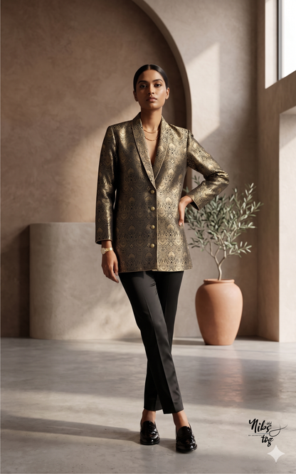 Black Banarasi Blazer Jacket