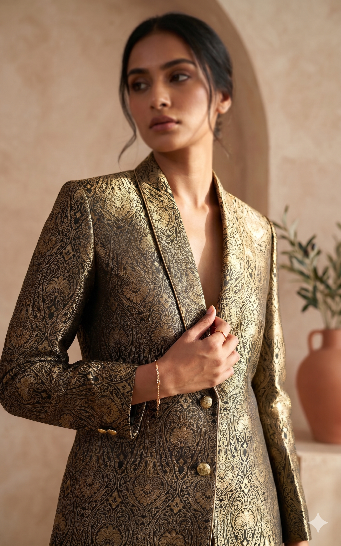 Black Banarasi Blazer Jacket