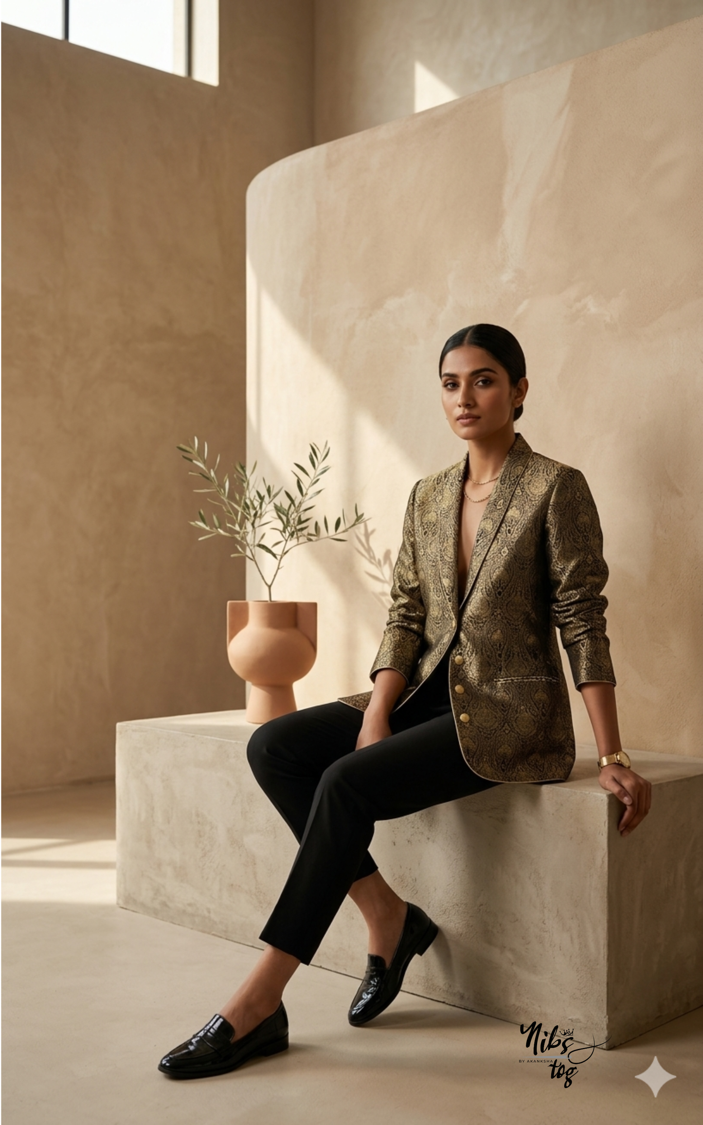 Black Banarasi Blazer Jacket