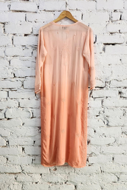 Chikankari Kurta Set with Dupatta Ombre Peach
