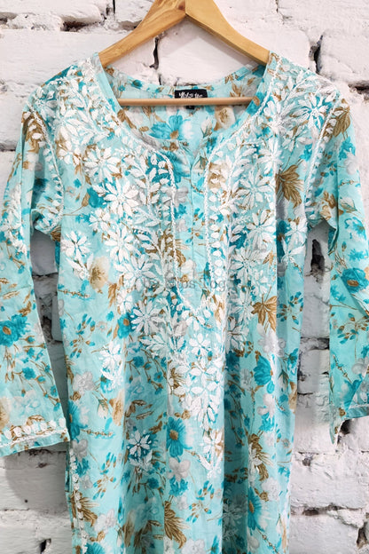 Meer Printed Cotton Chikankari Kurta Palazzo Set