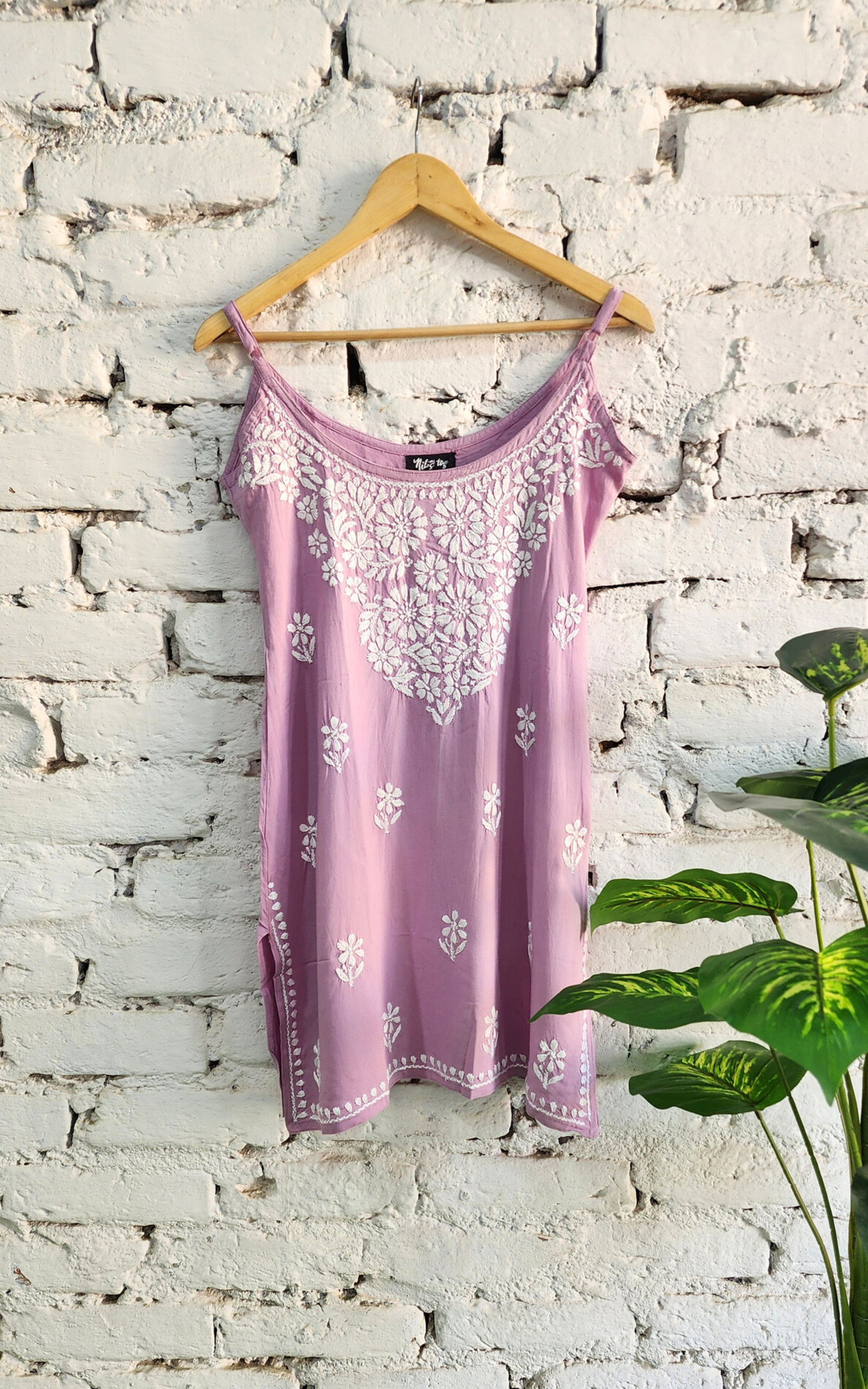 Lilac Nayaab Strappy Chikankari Short Kurta
