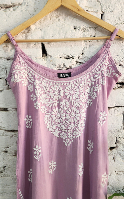 Lilac Nayaab Strappy Chikankari Short Kurta