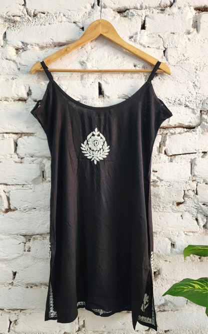 Black Nayaab Strappy Chikankari Short Kurta